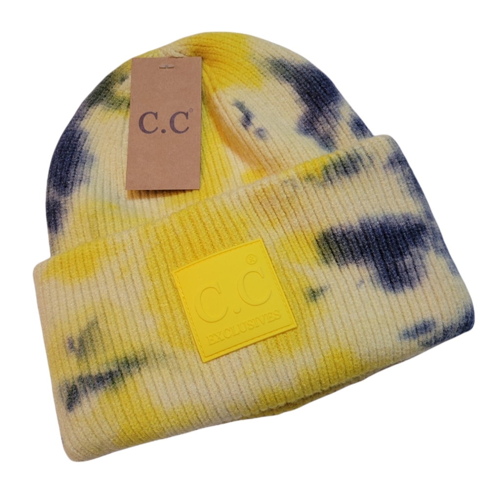 C.C.Beanie Tie Dye Denim/Yellow Beanie